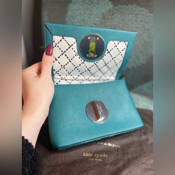 Kate Spade ♠️ teal crossbody bag with turn-lock closure - Picture 3 of 6